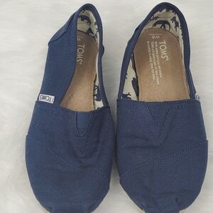 Toms Classic Blue Canvas Espadrille Slip‎ On Flats Shoes Women's Size 6